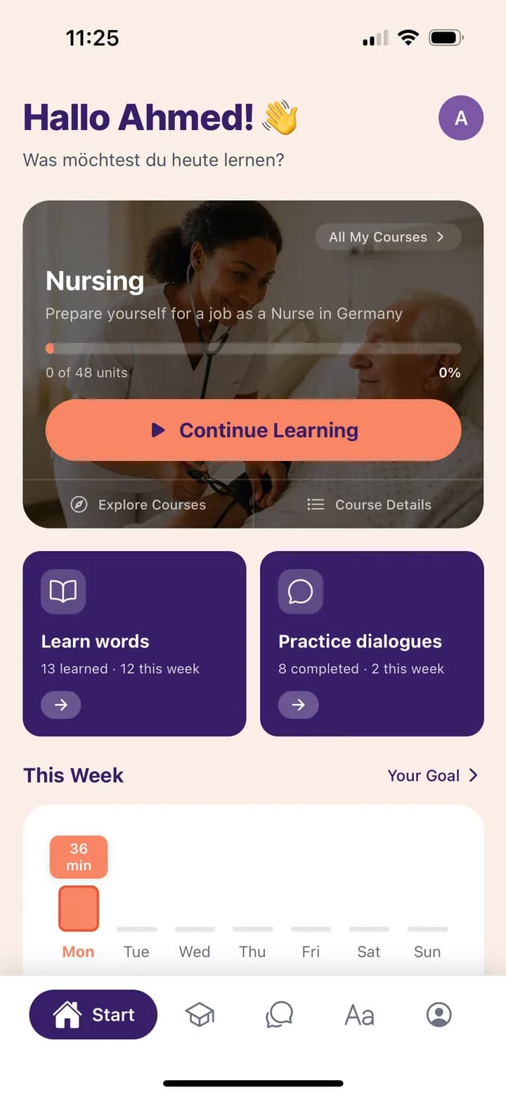 Fluedy App Startbildschirm
