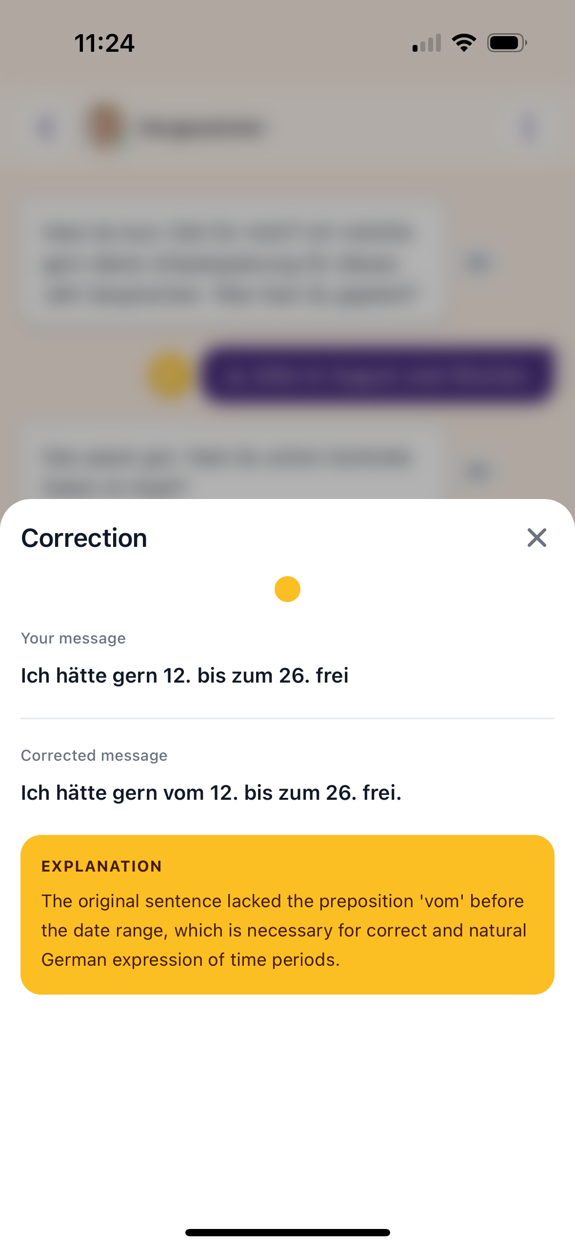 Fluedy-App: Lektionsansicht für Goethe B2 Exam Prep