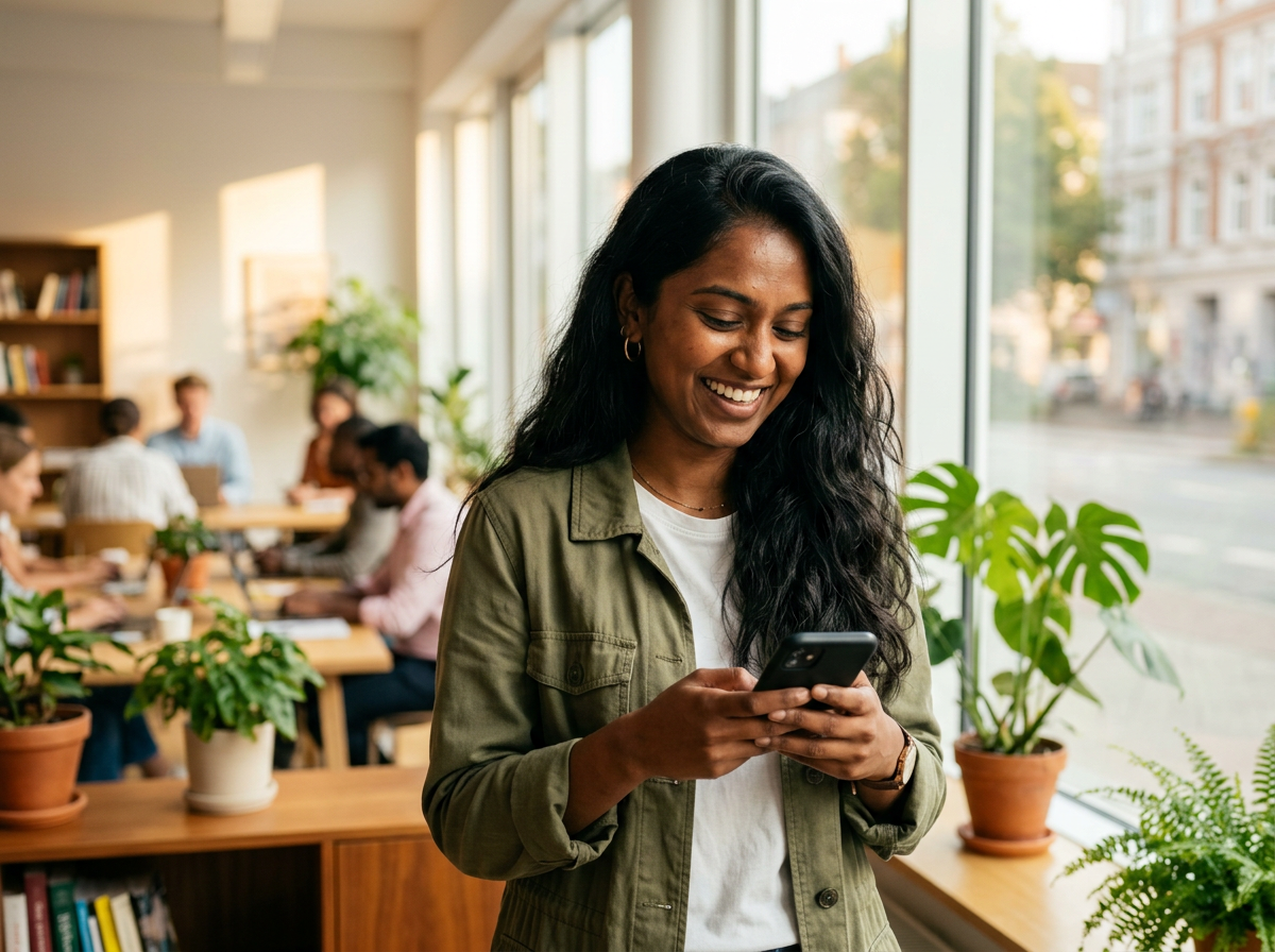 Studentin lernt Deutsch mit Fluedy